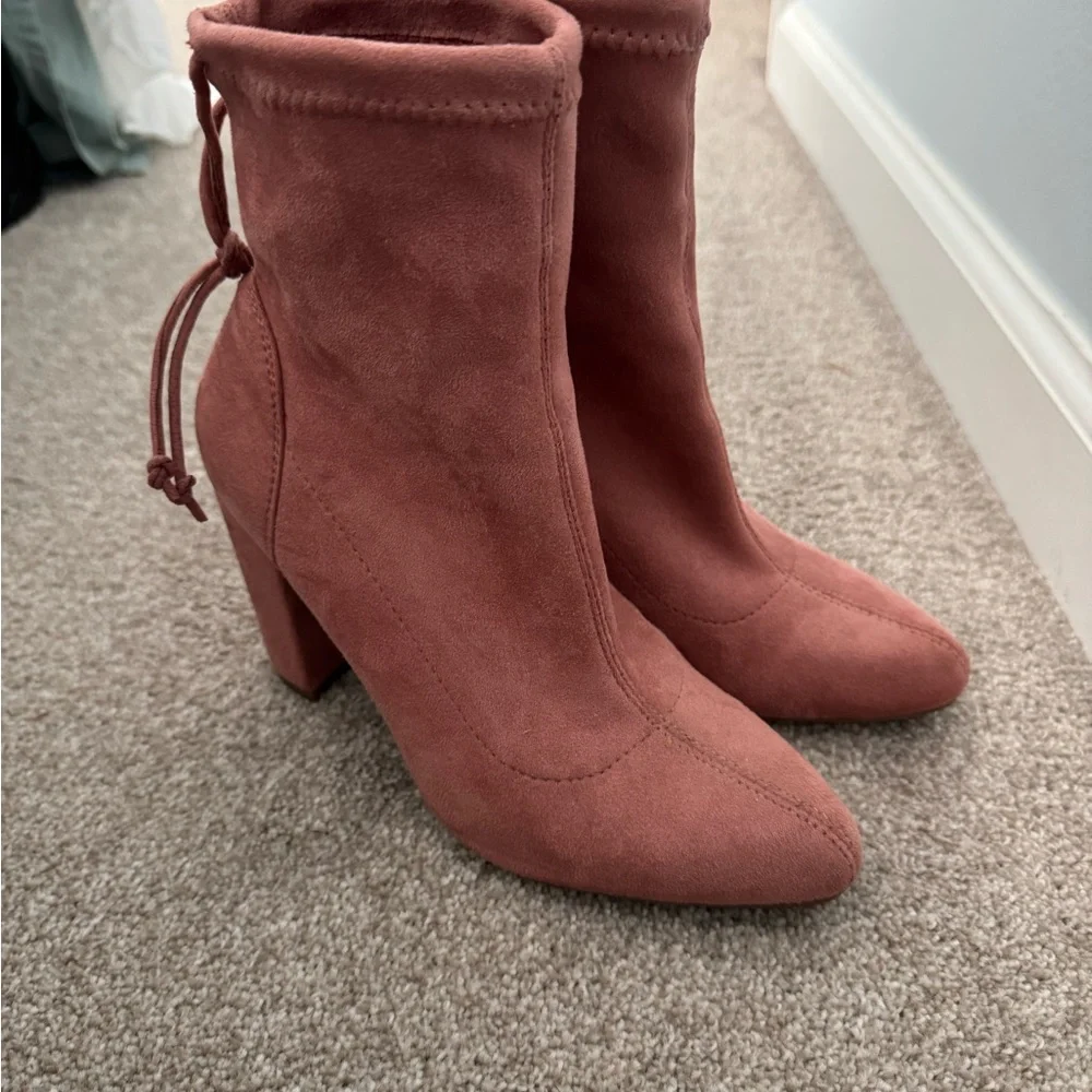 Lulus Suede Ankle Boots - Pink - Picture 2 of 5